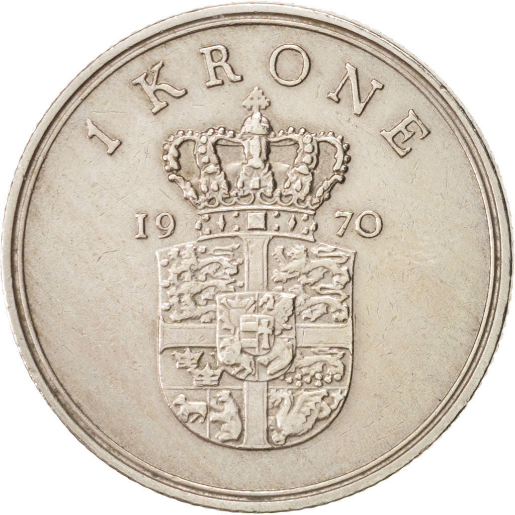 Moneta, Danimarca, Frederik IX, Krone, 1970, Copenhagen, BB, Rame-nichel