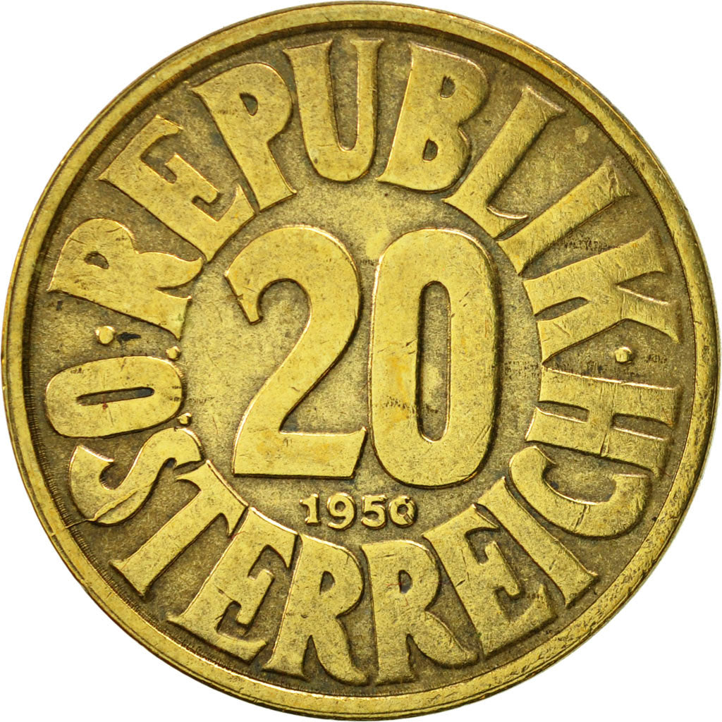 Austria, 20 Groschen, 1950, EF(40-45), Aluminum-Bronze, KM:2877