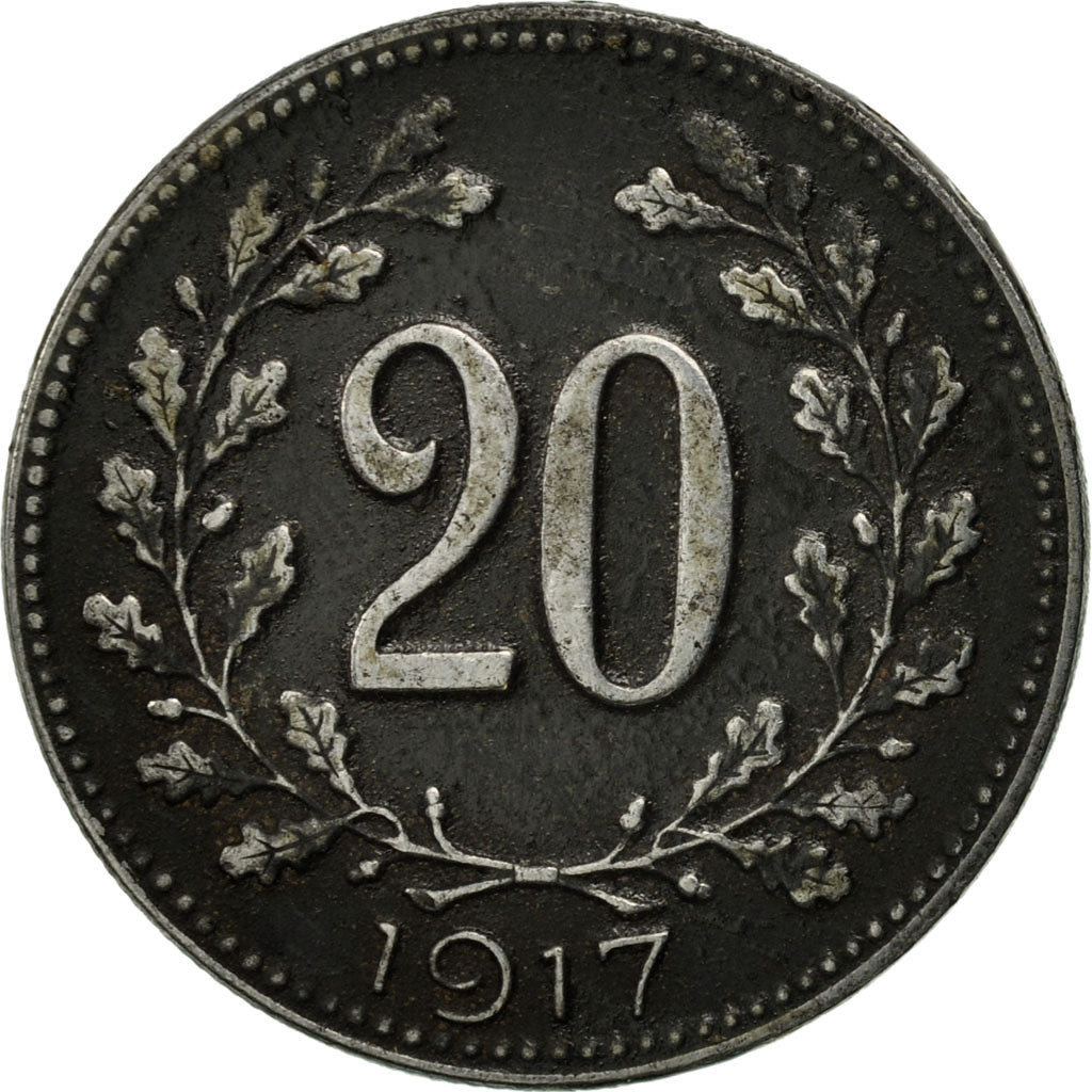 Austria, Karl I, 20 Heller, 1917, EF(40-45), Iron, KM:2826
