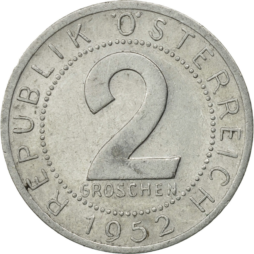 Münze, Österreich, 2 Groschen, 1952, SS, Aluminium, KM:2876