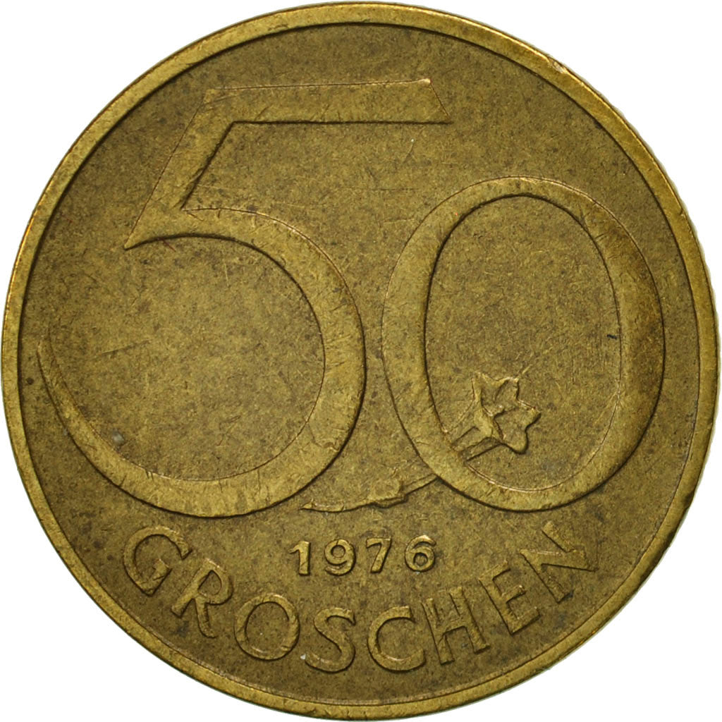 Coin, Austria, 50 Groschen, 1976, EF(40-45), Aluminum-Bronze, KM:2885