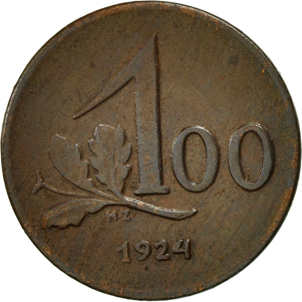 Austria, 100 Kronen, 1924, VF(20-25), Bronze, KM:2832