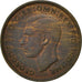 Moneda, Gran Bretaña, George VI, Penny, 1938, BC+, Bronce, KM:845