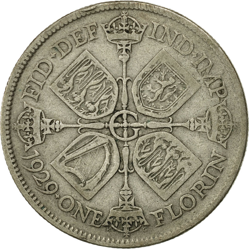 Great Britain, George V, Florin, Two Shillings, 1929, EF(40-45), Silver, KM:834