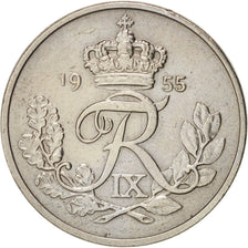 Danimarca, Frederik IX, 10 Öre, 1955, Copenhagen, BB+, Rame-nichel, KM:841.1