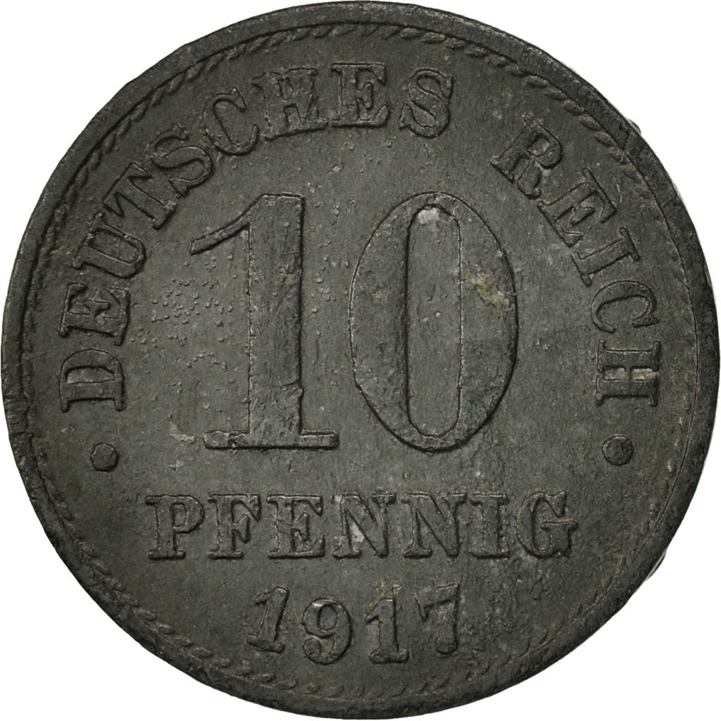 Coin, GERMANY - EMPIRE, 10 Pfennig, 1917, VF(20-25), Iron, KM:20