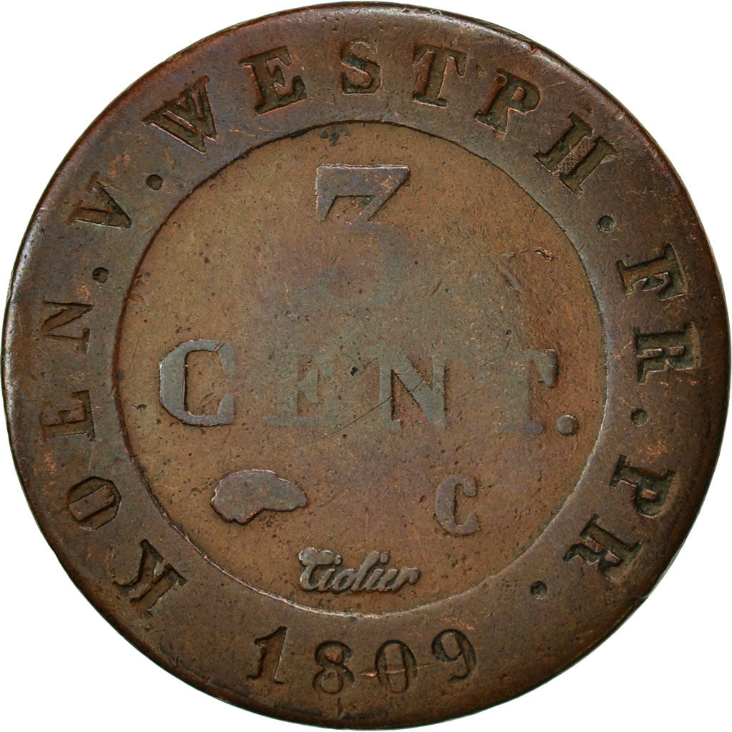 German States, WESTPHALIA, Jerome, 3 Centimes, 1809, VG(8-10), Copper, KM:92