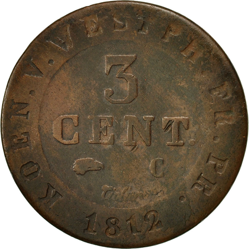 German States, WESTPHALIA, Jerome, 3 Centimes, 1812, VG(8-10), Copper, KM:92