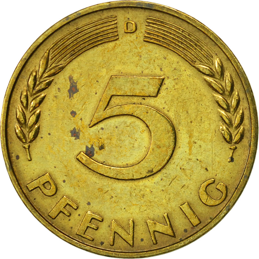 Münze, Bundesrepublik Deutschland, 5 Pfennig, 1950, Munich, SS, Brass Clad