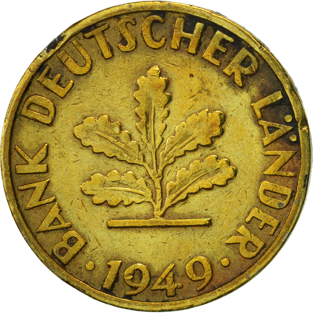 Münze, Bundesrepublik Deutschland, 5 Pfennig, 1949, Munich, SS, Brass Clad