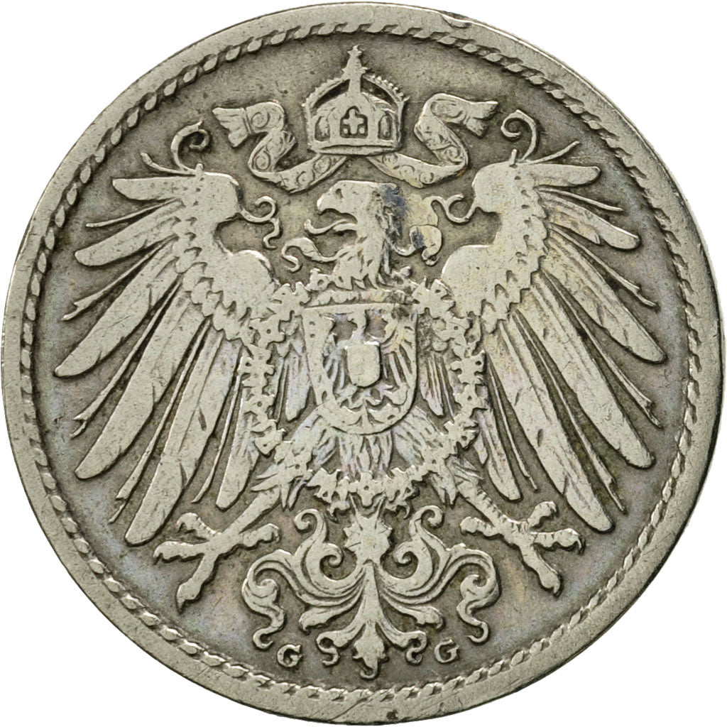 Coin, GERMANY - EMPIRE, Wilhelm II, 5 Pfennig, 1898, Karlsruhe, EF(40-45)