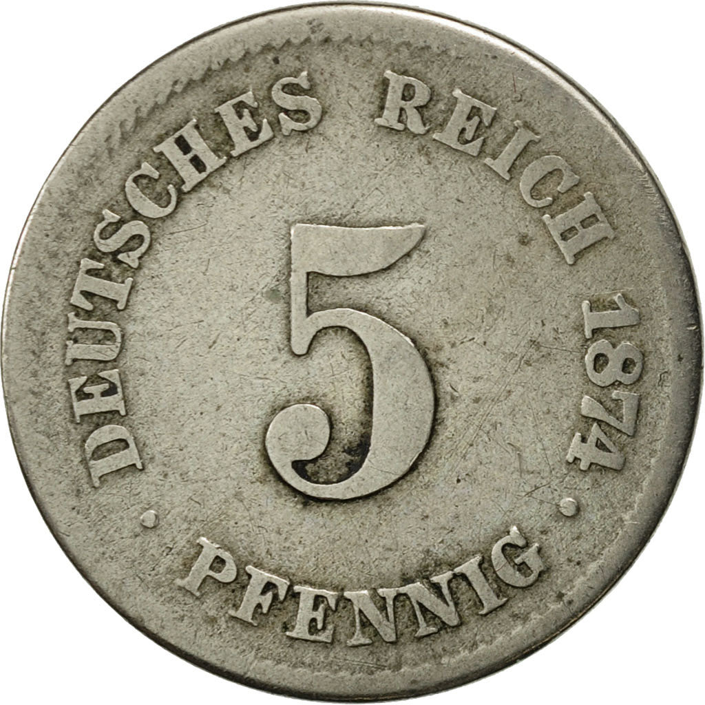 GERMANY - EMPIRE, Wilhelm I, 5 Pfennig, 1874, Muldenhütten, EF(40-45)