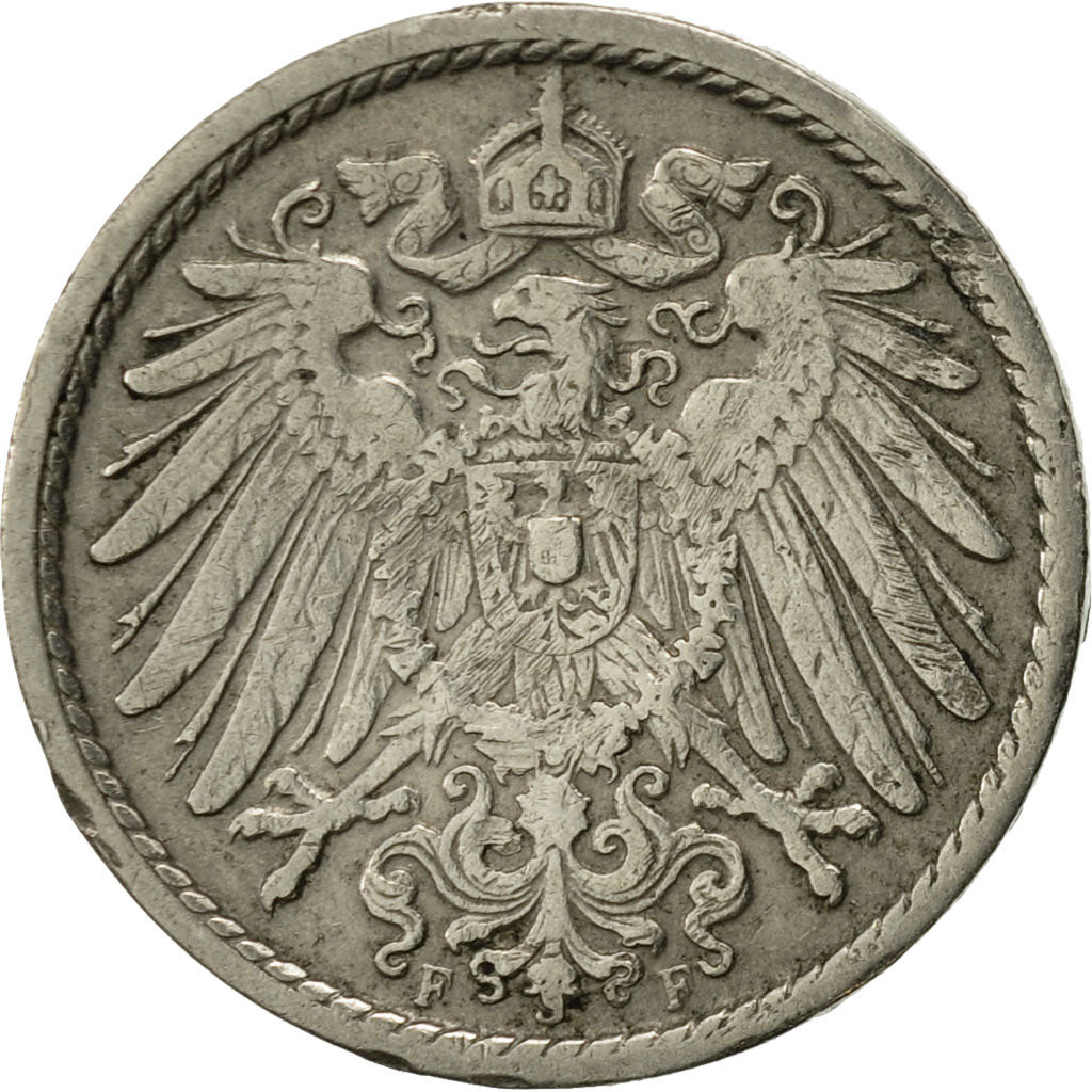 GERMANY - EMPIRE, Wilhelm II, 5 Pfennig, 1906, Stuttgart, EF(40-45)