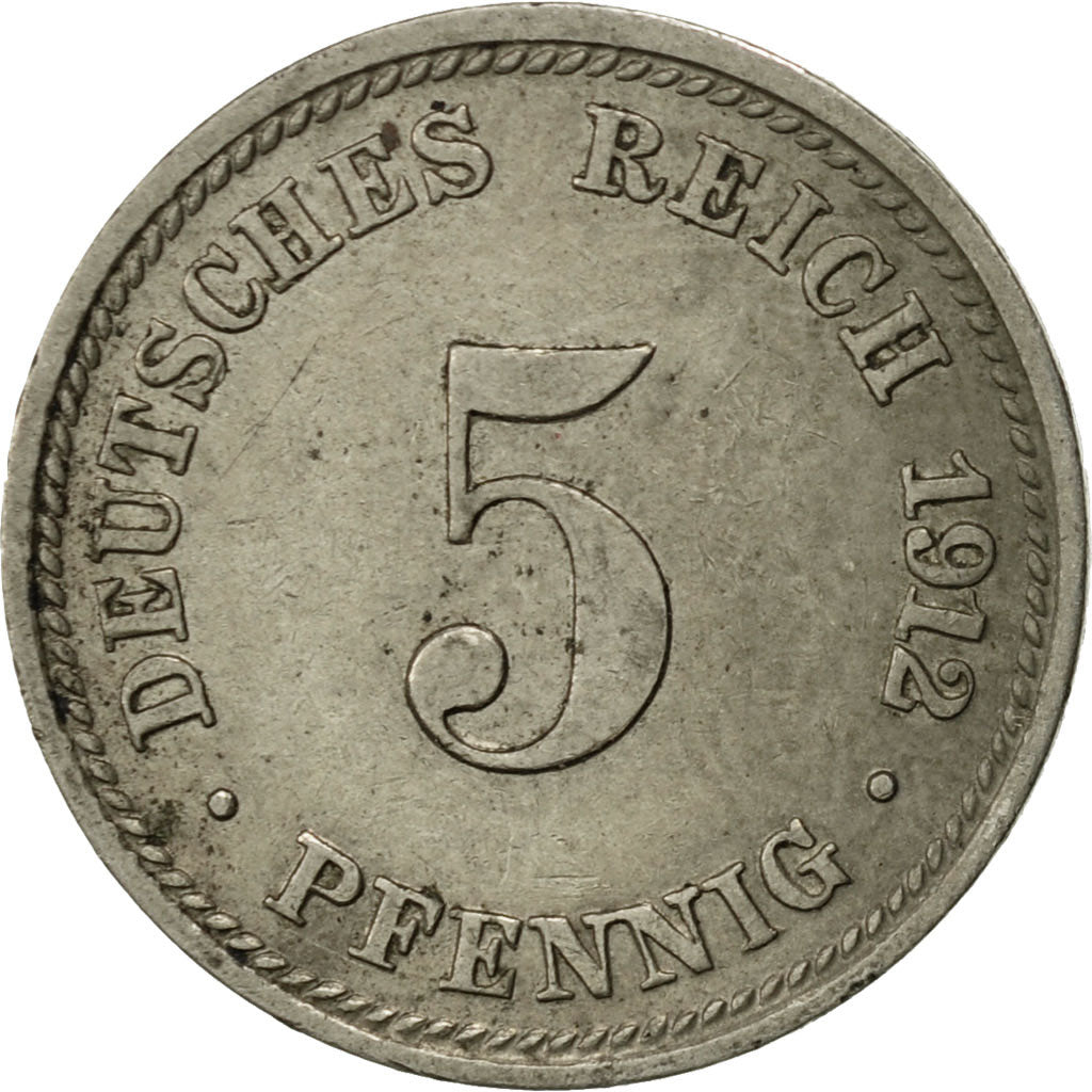 Coin, GERMANY - EMPIRE, Wilhelm II, 5 Pfennig, 1912, Munich, EF(40-45)