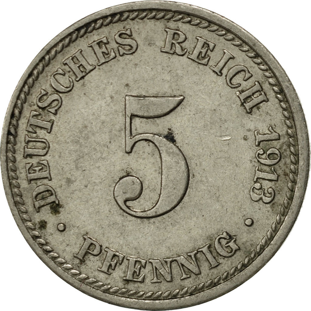 Coin, GERMANY - EMPIRE, Wilhelm II, 5 Pfennig, 1913, Munich, EF(40-45)