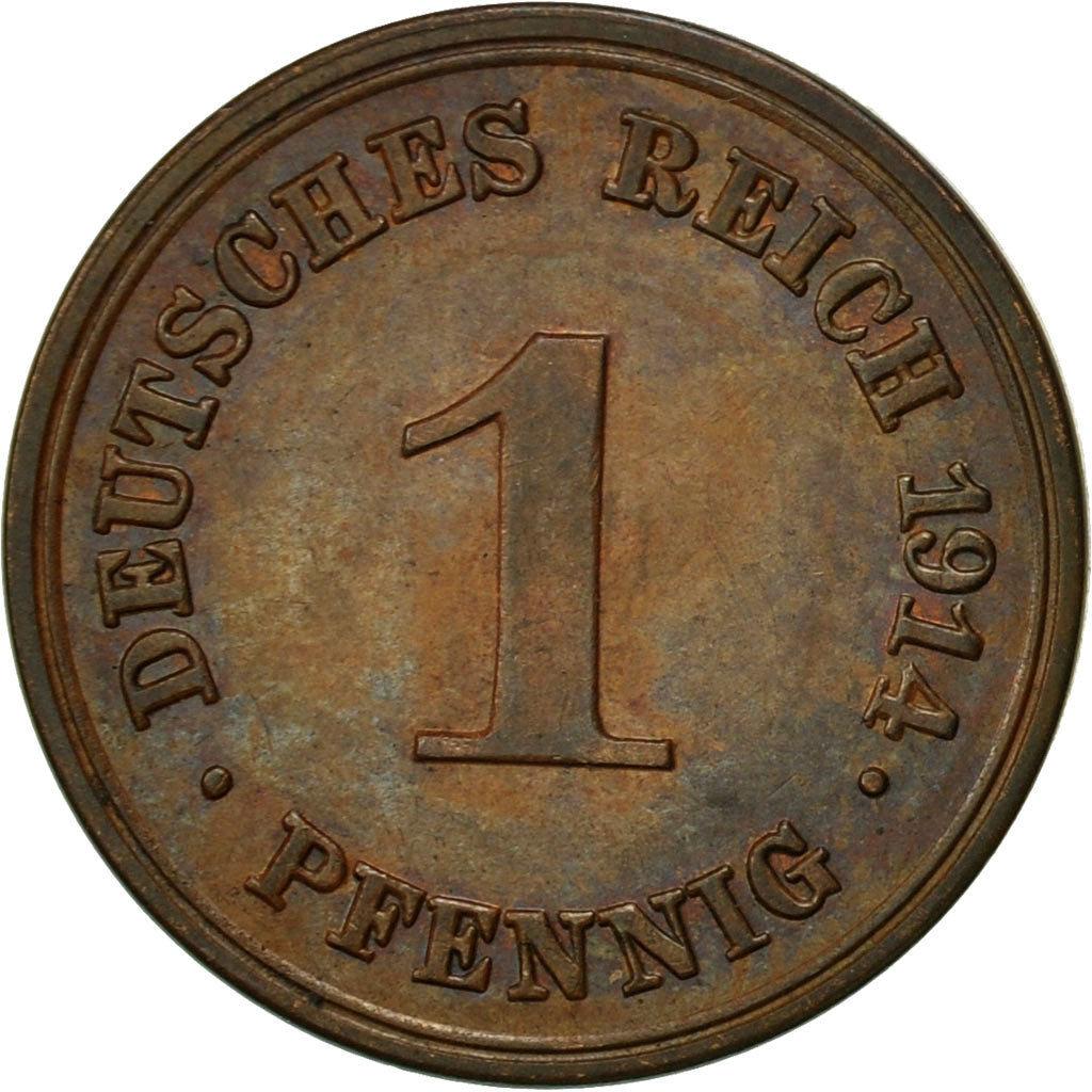 Coin, GERMANY - EMPIRE, Wilhelm II, Pfennig, 1914, Muldenhütten, EF(40-45)