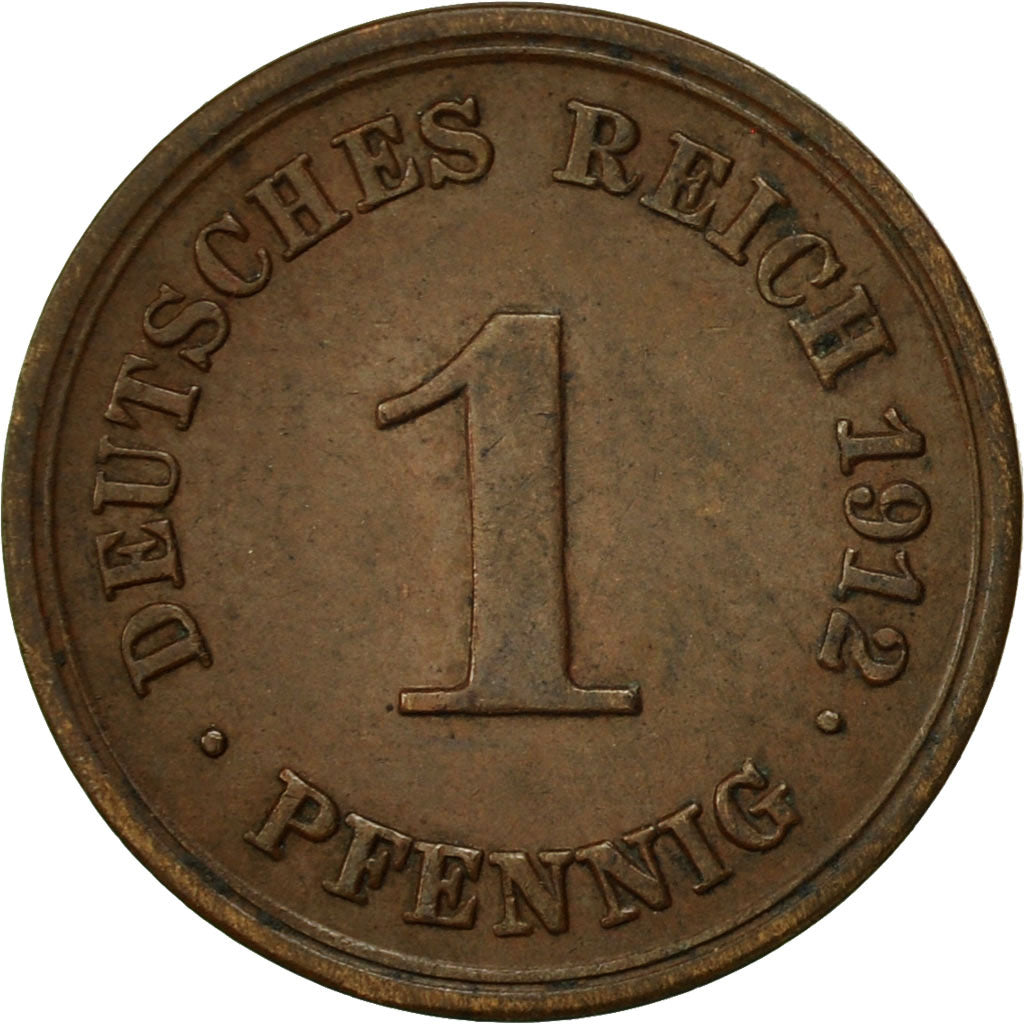 Coin, GERMANY - EMPIRE, Wilhelm II, Pfennig, 1912, Stuttgart, EF(40-45), Copper