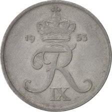 Danimarca, Frederik IX, 5 Öre, 1953, Copenhagen, BB+, Zinco, KM:843.1