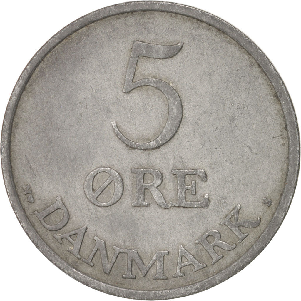 Danimarca, Frederik IX, 5 Öre, 1953, Copenhagen, BB+, Zinco, KM:843.1