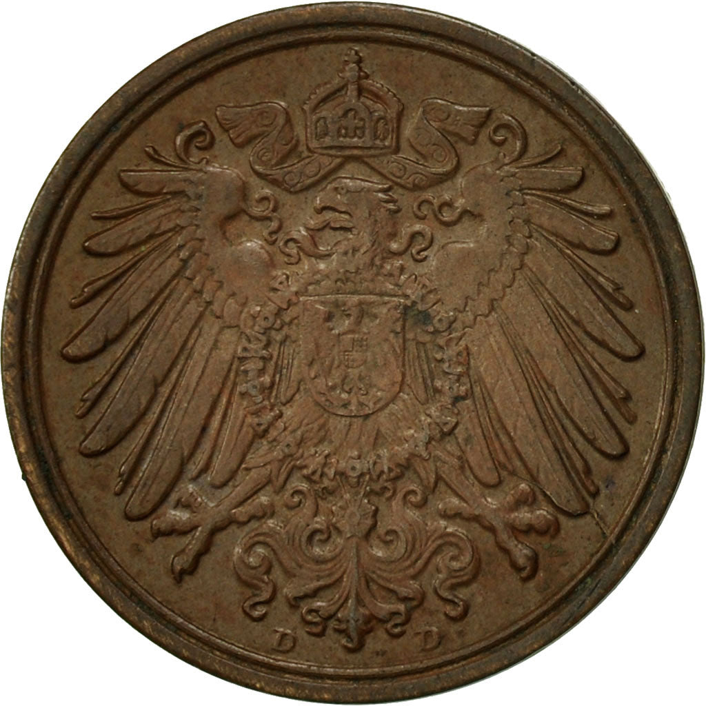 Coin, GERMANY - EMPIRE, Wilhelm II, Pfennig, 1912, Munich, EF(40-45), Copper