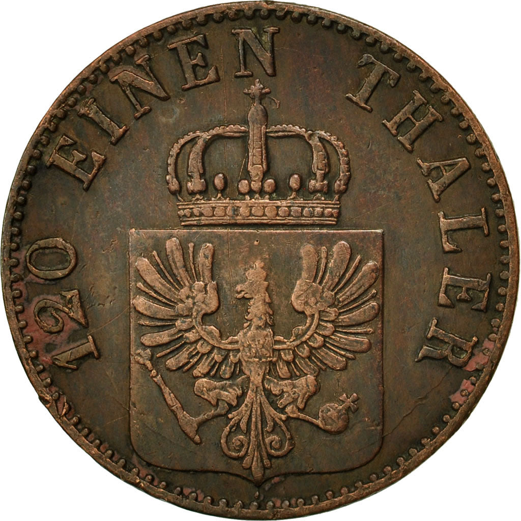 German States, PRUSSIA, Wilhelm I, 3 Pfennig, 1863, Berlin, EF(40-45), Copper