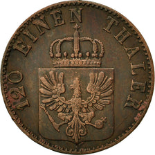 German States, PRUSSIA, Wilhelm I, 3 Pfennig, 1863, Berlin, EF(40-45), Copper