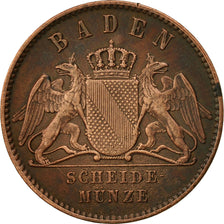 German States, BADEN, Friedrich I, Kreuzer, 1863, EF(40-45), Copper, KM:242