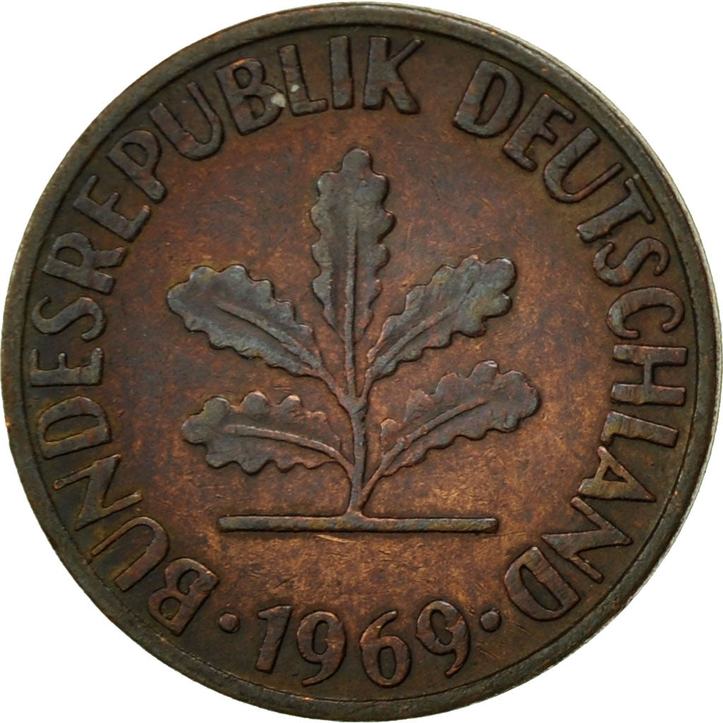 Monnaie, République fédérale allemande, Pfennig, 1969, Munich, TTB, Copper
