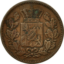 Stati tedeschi, BAVARIA, Ludwig II, 2 Pfennig, 1862, MB+, Rame, KM:857