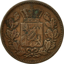 German States, BAVARIA, Ludwig II, 2 Pfennig, 1862, VF(30-35), Copper