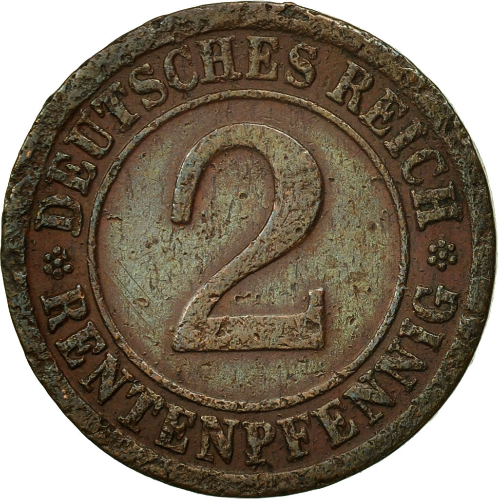 Coin, GERMANY, WEIMAR REPUBLIC, 2 Rentenpfennig, 1923, Berlin, VF(30-35)