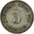 Moneda, ALEMANIA - IMPERIO, Wilhelm II, 5 Pfennig, 1904, Berlin, BC+, Cobre -