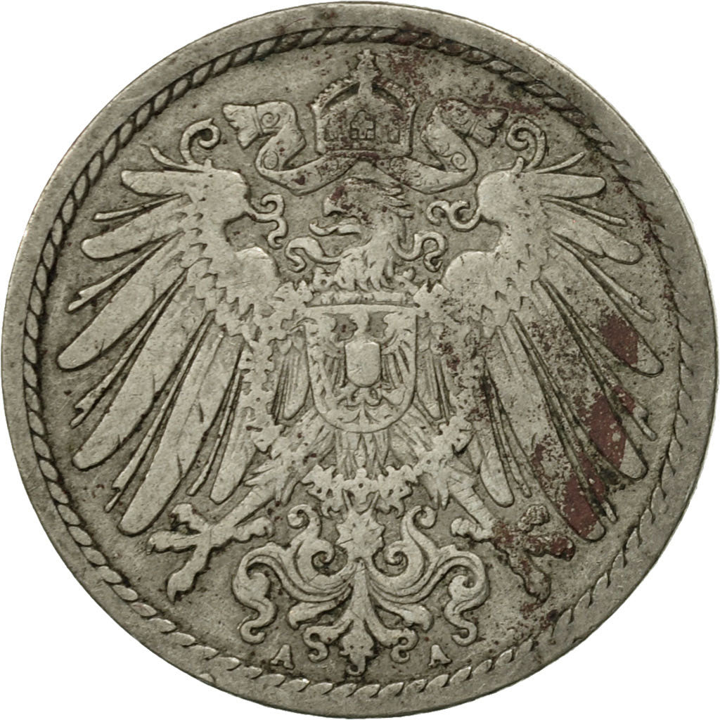 Coin, GERMANY - EMPIRE, Wilhelm II, 5 Pfennig, 1898, Berlin, VF(30-35)