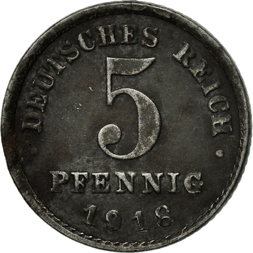 Coin, GERMANY - EMPIRE, 5 Pfennig, 1918, VF(30-35), Iron, KM:19