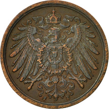 Moneda, ALEMANIA - IMPERIO, Wilhelm II, 2 Pfennig, 1908, Stuttgart, BC+, Cobre