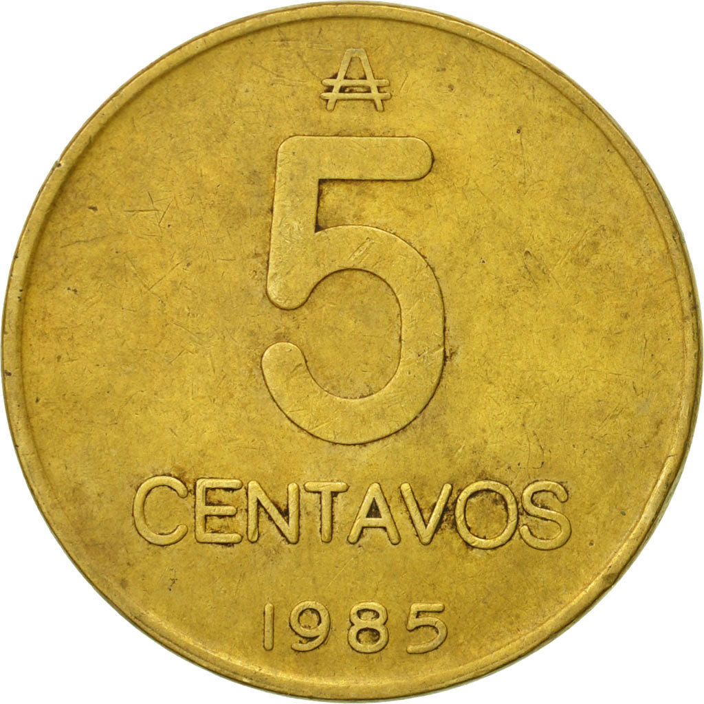 Moneda, Argentina, 5 Centavos, 1985, BC+, Latón, KM:97.1