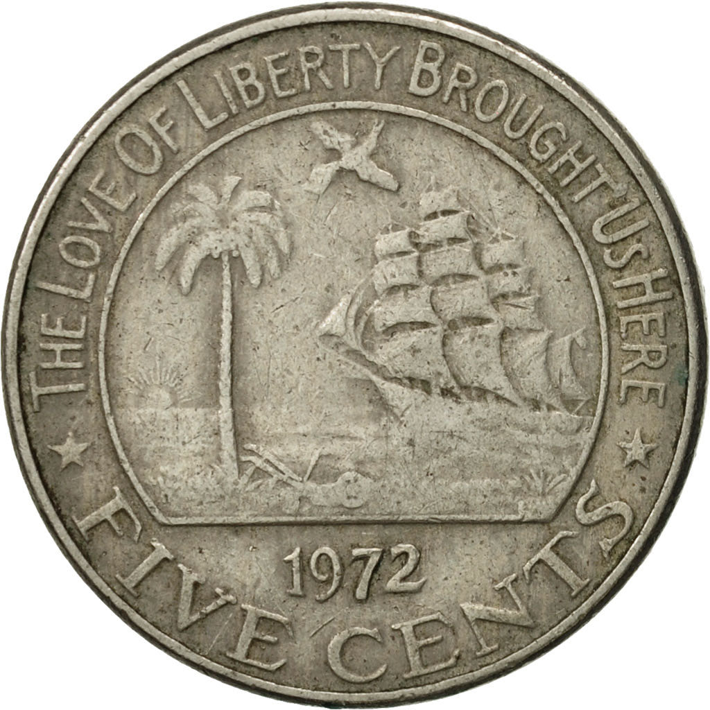 Liberia, 5 Cents, 1972, EF(40-45), Copper-nickel, KM:14