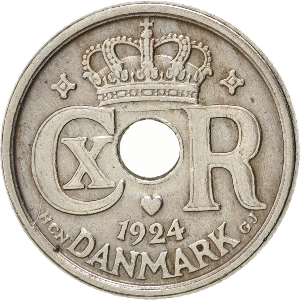 Denmark, Christian X, 10 Öre, 1924, Copenhagen, Copper-nickel, KM:822.1