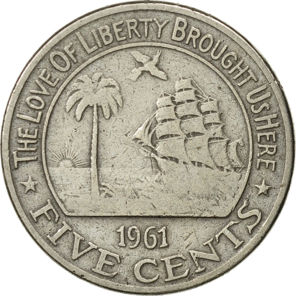 Liberia, 5 Cents, 1961, AU(50-53), Copper-nickel, KM:14