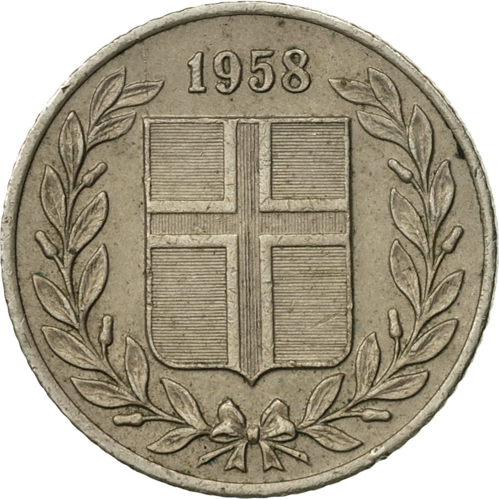 Coin, Iceland, 25 Aurar, 1958, AU(50-53), Copper-nickel, KM:11
