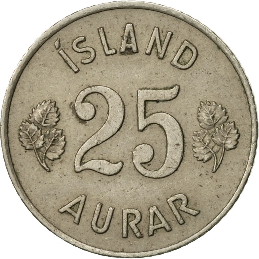 Coin, Iceland, 25 Aurar, 1958, AU(50-53), Copper-nickel, KM:11