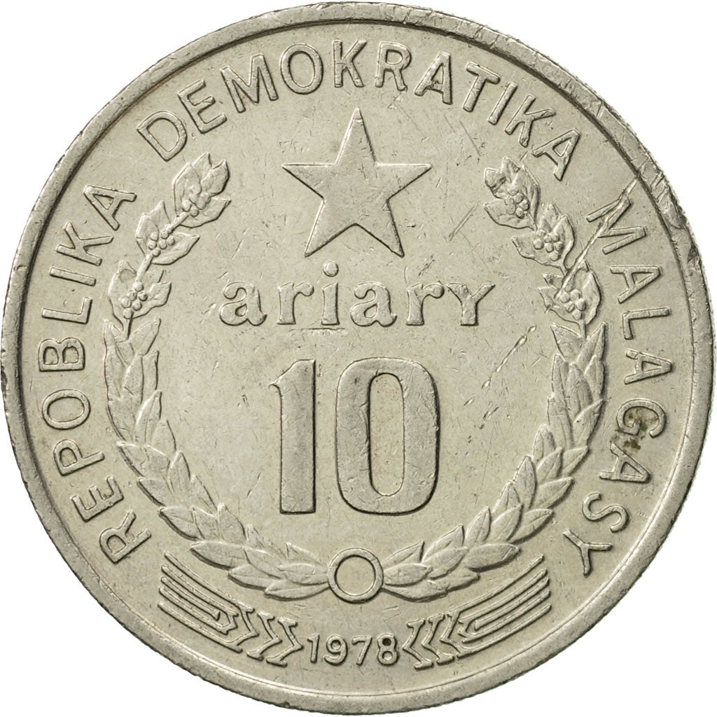 Monnaie, Madagascar, 10 Ariary, 1978, British Royal Mint, TTB+, Nickel, KM:13