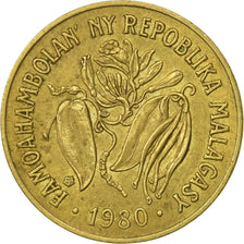Madagascar, 10 Francs, 2 Ariary, 1980, Paris, AU(50-53), Aluminum-Bronze, KM:11