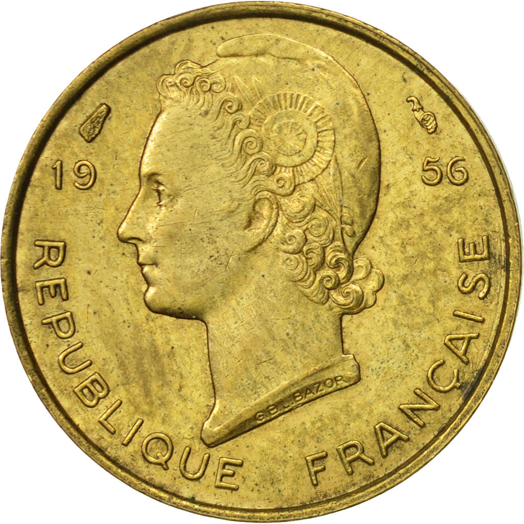 Coin, French West Africa, 5 Francs, 1956, AU(50-53), Aluminum-Bronze, KM:5