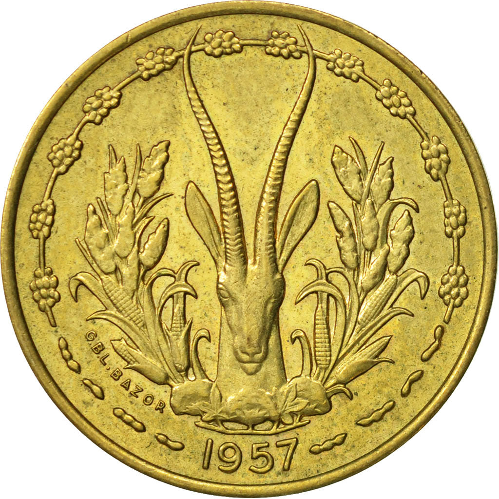 French West Africa, 10 Francs, 1957, AU(50-53), Aluminum-Bronze, KM:8