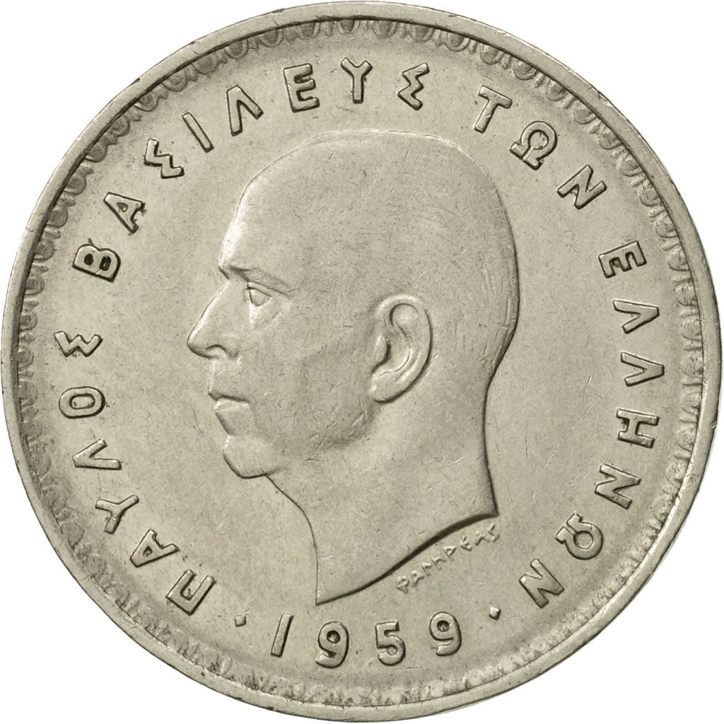 Monnaie, Grèce, Paul I, 10 Drachmai, 1959, TB+, Nickel, KM:84