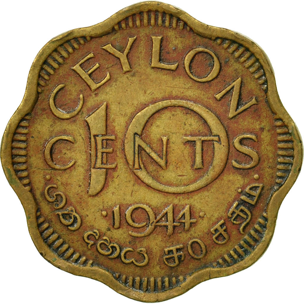 Monnaie, Ceylon, George VI, 10 Cents, 1944, TB+, Nickel-brass, KM:118