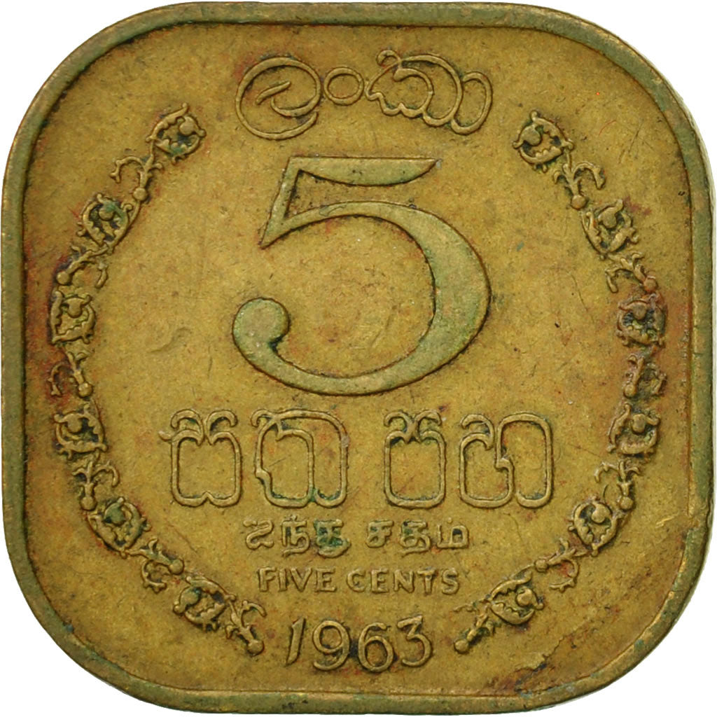 Ceylon, Elizabeth II, 5 Cents, 1963, VF(30-35), Nickel-brass, KM:129