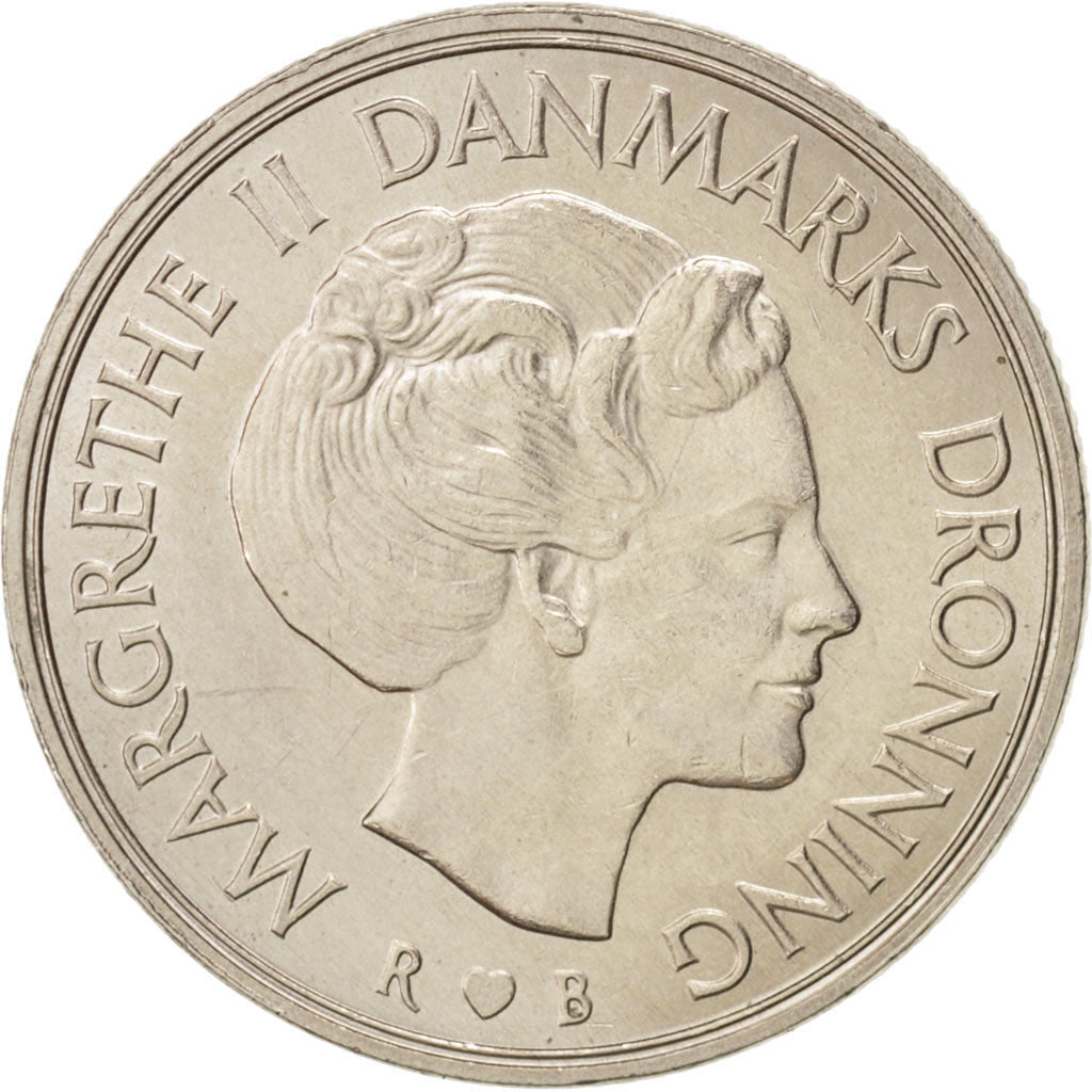 Coin, Denmark, Margrethe II, Krone, 1984, Copenhagen, MS(64), Copper-nickel