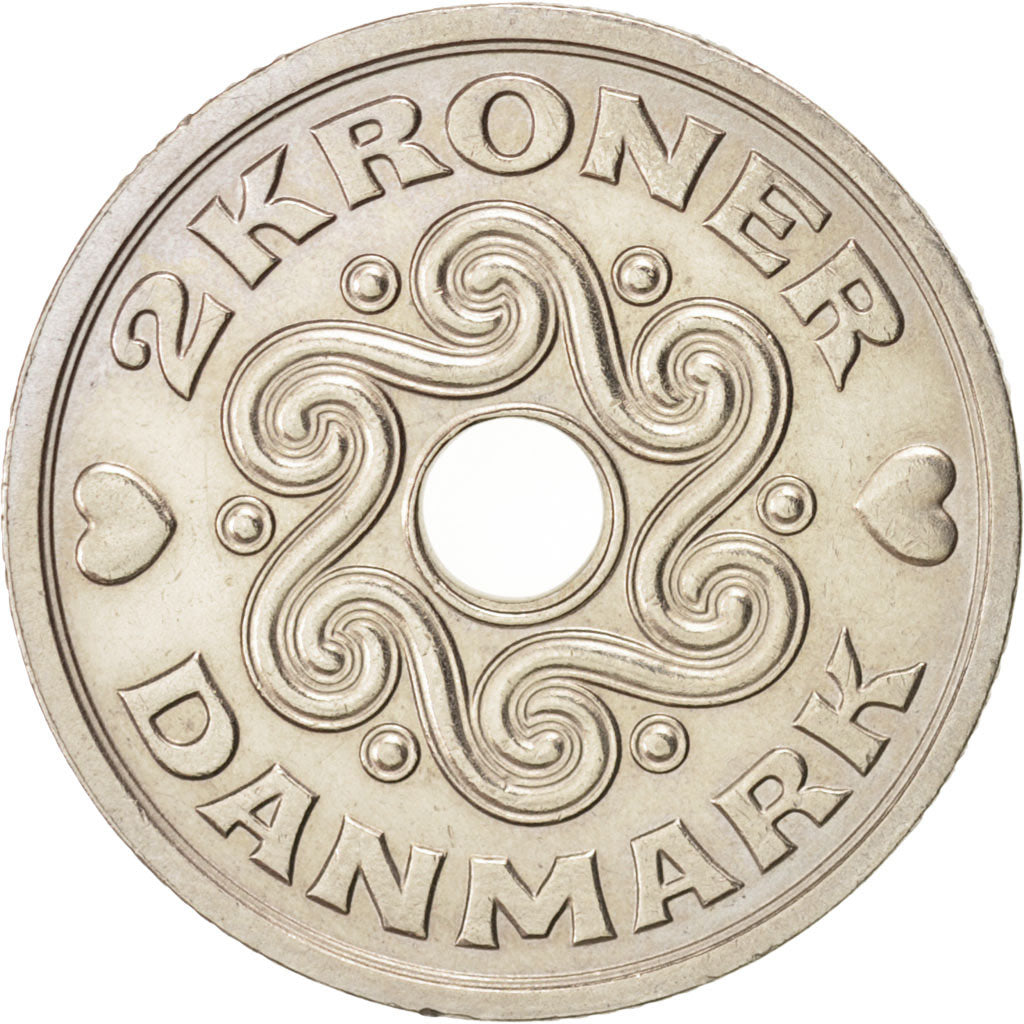 Denmark, Margrethe II, 2 Kroner, 1992, Copenhagen, Copper-nickel, KM:874.1